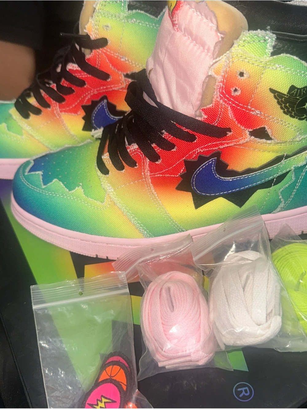 Us mens 10 Air Jordan 1 J Balvin Athletic Shoes Rainbow - Picture 10 of 10